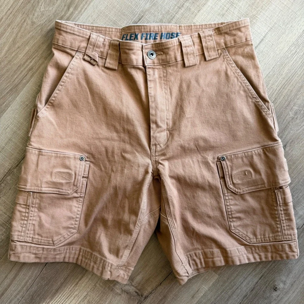 Duluth Trading Co Flex Fire Hose Relaxed Fit Cargo Shorts Brown W32 L9 Inseam